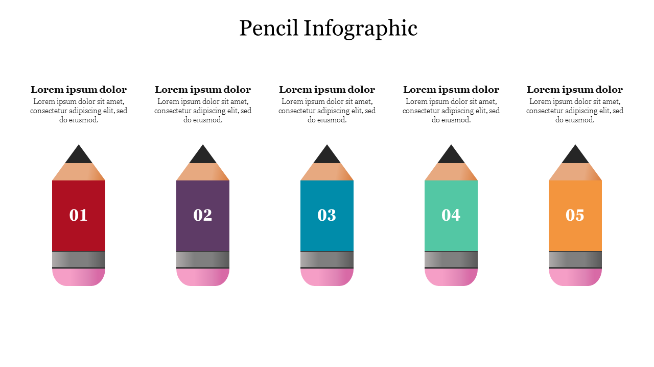 Download medal-worthy Pencil Infographic slides presentation